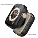 Misxi 2 Stück Hard Hülle mit Glas Displayschutz Kompatibel mit Apple Watch Ultra 3 (2025)/ Ultra 2 / Ultra 49mm, Kratzfest PC Rundum Schutzhülle Ultradünnes Schutz Case mit Tasten für iWatch, Schwarz - 4