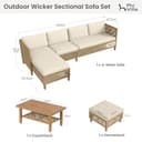 PHI VILLA Rattan Gartenmöbel Set Balkonmöbel 6 Personen, Lounge Möbel Outdoor Gartenlounge Gartensofa mit 1 Chaise Longue, 1 Zweisitzer-Sofa, 1 Ottomane, 1 Einzelsofa und 1 Couchtisch, Beige - 9