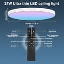HOTUT RGB Ceiling Light 24W Dimmable LED Ceiling Light,WiFi Bathroom LED Lights Ceiling,Remote & APP Control,2700K-6500K,Round Flush Smart Ceiling Lights Work with Alexa Google Bluetooth for Bedroom - 2
