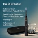 Philips Sonicare DiamondClean 9000 elektrische Zahnbürste, Schallzahnbürste mit App, Drucksensor, 4 Putzmodi, 3 Intensitätsstufen, Ladeglas und USB-Reiseetui, Schwarz, Modell HX9911/09 - 9