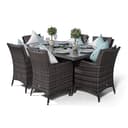 Giardino Savannah Rattan 6 Seater Dining Set | Rectangle Table & Chairs with Ice Bucket Drinks Cooler & Parasol - 6