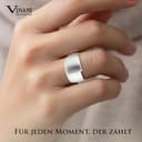 Vinani Damenring 925 Sterling Silber – Massiv, Breit, Glänzend Mattiert, Zeitloser Schmuck für Frauen, Handgefertigter Ring, Erhältlich in Größe 62, 2RLW62 - 4