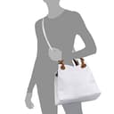 FIRENZE ARTEGIANI.Bolso de mujer piel auténtica.Bolso Tote cuero genuino grabado Serpiente.Asa hombro y correa bandolera. MADE IN ITALY. VERA PELLE ITALIANA. 33x29x17 cm. Color: Blanco - 5