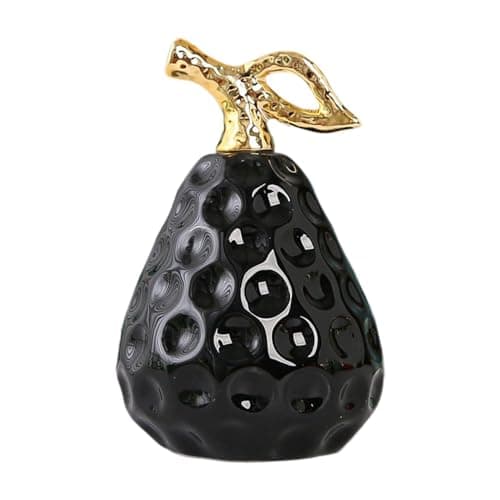 Wswqop Statua di Pera, Arte Moderna, Collezione di Ornamenti, Artigianato, Statuetta in Ceramica, Scultura di Frutta per Soggiorno, Casa, Auto, Cruscotto, Nero