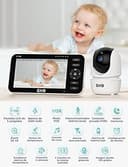 GHB Camara Vigilancia Bebe con 5" HD Vigilabebes con 2 Camaras Duración de Batería 168 Horas de 4000mAh Soporta 4 Cámaras, Pantalla Dividida, 4×Zoom, Comunicación Bidirecciona Escucha Bebe - 12