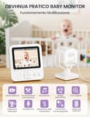 OBVHNUA Baby Monitor Video e Audio 2,8" 720P LCD IPS 2000mAh USB-C Baby Phone con Zoom Digitale VOX Visione Notturna Comunicazione Bidirezionale Sensore Ninna Nanna - 2
