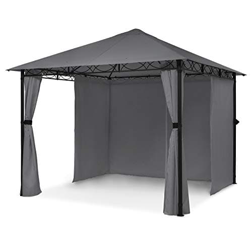 Blumfeldt Mondo Pergola Party Tent Garden Tent Gazebo, Size: 2.95 x 2.6 x 2.95 m (W x H x D), 4 Side Panels, EasyMount Concept, Weather Protection: UV/Wind/Rain, Dark Grey