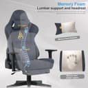 Symino Large Gaming Chair, Computer Chair with Footrest, Headrest and Extra Large Lumbar Support, Ergonomic PC Chair, Height Adjustable Rotating Task Chairs, Grey - 7