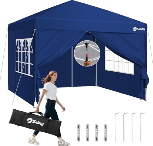 Sekey 3m x 3m One-Touch Pop Up Gazebo with Sides – Instant Setup, Heavy Duty Frame, Waterproof 1000mm, Stable & Windproof, Ideal for Garden, Patio, Parties & Outdoor Events (Navy, 3x3 with Sides)