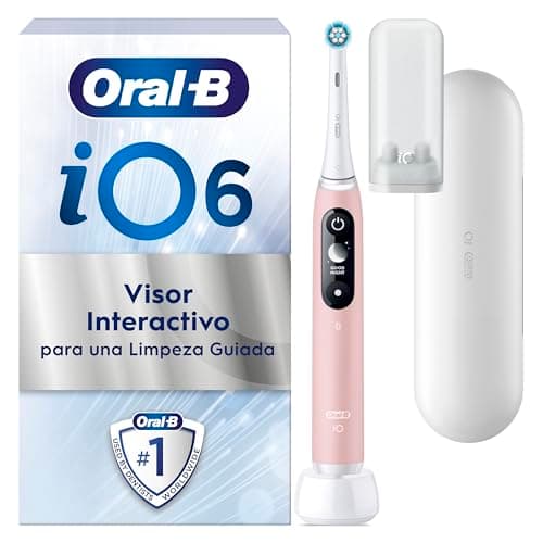 Oral-B iO 6N Cepillo de Dientes Eléctrico con Mango Recargable, 2 Cabezales y Estuche de Viaje, Diseñado por Braun, Regalos Originales para Mujer y Hombre - Rosa