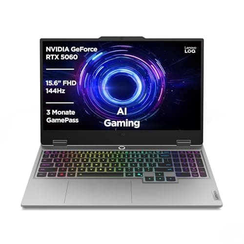 Lenovo LOQ Gaming AI Laptop | 15.6 Inch Full HD 144Hz | NVIDIA GeForce RTX 5060 8GB | Intel Core i7-13650HX | 32GB RAM | 1TB SSD | Win11 | QWERTZ | RGB Illuminated Keyboard | Grey | 3 Months GamePass