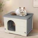 Outdoor Cat House Waterproof, Clawsable Cat Shelter Hideaway Dog Kennel for Outside, Plastic Weatherproof Garden Kitten Home for Rabbit Cats Dogs Guinea Pig Indoor and Outdoor Use, 54x41x38 cm, Gray - 7