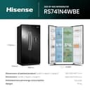 Hisense RS741N4WBE Freestanding American Side by side Door American Fridge Freezer 578 litre, Black, with Non-Plumbed Water Dispenser, Black, 90.8 × 179.3 × 74.3 cm (W×H×D) - 3