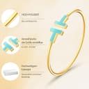 VIVILE Edles Türkis Armreif Gold,Edelstahl Armband Damen,Buchstabe T Sterling Silber 925 Armbänder,Dupes,Ideal Geschenk für Frauen，Mode Schmuck - 6
