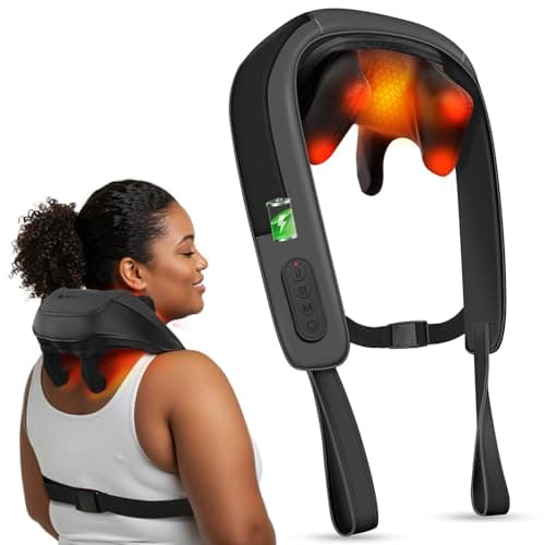 CooCoCo Cordless Neck Masasger for Neck Pain, 6D Shiatsu Back Massager with Advanced Heat, Larger Size Shoulder Massager, Valentines Gifts for Him Her Men Women