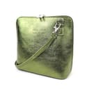 Vera Pelle Metallic Genuine Italian Leather Handbag with Detachable Straps - Handmade Leather Crossbody Bag - Elegant Women's Handbag (Olive) - 5