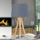 firstchoicelighting Modern Light Oak Table Lamp or Bedside Light, Wood Tripod Design, Grey and Gold Inner Shade - 4