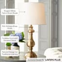 Lámpara de mesa de estilo tradicional, 66 cm de alto, latón envejecido, color dorado, metal, blanco, marrón claro, tela, decoración para salón, dormitorio, mesita de noche, hogar, oficina - 3