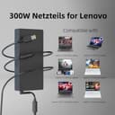 300W Laptop Netzteil Ladegerät Ladekabel für Lenovo Legion 9i 7 7i 5i 5 Pro 7 Pro 15 16 17 C7 S7 Y540 Y545 Y720 Y740 Laptop, Legion R9000P R9000K Y9000K Y9000X Thinkpad P73 P72 P71 P53 P52 P51 - 7