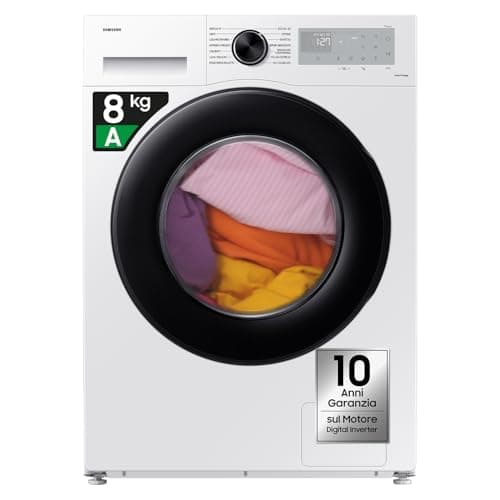 Samsung Lavatrice Crystal Clean WW80CGC04DAHET, Libera installazione, 8 Kg, 1400 RPM, Wifi, Ecobubble, Vapore Igienizzante, Carica Frontale, 60l x 85h x 60p cm