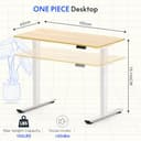FLEXISPOT FQ Pro Escritorio Elevable Eléctrico 120x60cm, Mesa Elevable con Tablero Entero, Retroceso Ante Obstáculos, 4 Función de Memoria, Standing Desk para Oficina & Hogar y Teletrabajo, Arce - 2