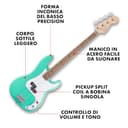 Squier by Fender Debut Collection Precision Bass, Tastiera in Laurel, Battipenna Bianco, Seafoam Green - 2
