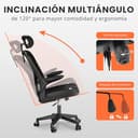 JUPPLIES Silla Escritorio Ergonómica - Silla Oficina Ajustable y Reclinable con Soporte Lumbar, Reposacabezas Ajustable, Reposabrazos Plegables, Malla Transpirable, Ruedas 360°, Soporta 120 kg - 7