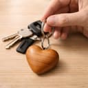 Rienco | Portachiavi Donna Cuore Legno, Unica, Non Personalizzato, Levigato | Forma a cuore, doppio anello, facile da incidere | Portachiavi, accessorio donna - 2