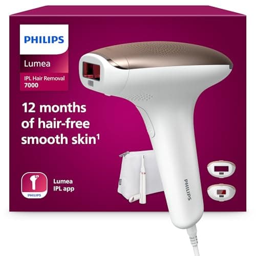 Philips Lumea 7000 Series, IPL Hair Removal Device, Laser Hair Removal Alternative, with Satin Compact Pen Trimmer, 2 Attachments for Body and Face, Model BRI921/00