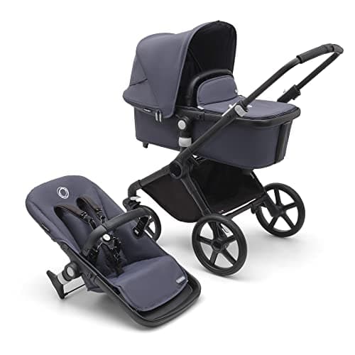 Bugaboo Fox Cub Kinderwagen für jedes Gelände, leichter und stabiler Kinderwagen, strapazierfähiges Design und extragroßes Sonnendach, einteilig und selbststehend faltbar, Stormy Blue