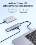 LENTION 6 en 1 Hub USB C HDMI 4K@30Hz, PD 100W, USB-A 3.0 & 2.0, Adaptador USB C para MacBook Pro 2025-2016, Nuevo Mac Air, Surface, iPhone 17 Plus Pro MAX y Más (CH17, Gris) - 4