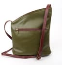 Lusso in pelle Genuine Soft Italian Leather Crossbody Messenger Handbag for Women (Olive and Tan) - 4