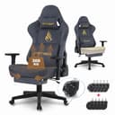 Symino Large Gaming Chair, Computer Chair with Footrest, Headrest and Extra Large Lumbar Support, Ergonomic PC Chair, Height Adjustable Rotating Task Chairs, Grey - 4
