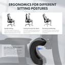 FLEXISPOT ErgoX Silla de Oficina Ergonómica con Soporte Lumbar, Respaldo 5D, Reposabrazos 3D, Reposapiés Retráctil, Cojín Transpirable, Inclinación 135°, Escritorio Ajustable Silla de Escritorio Negro - 5