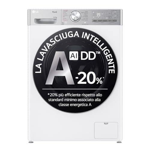 LG AI DD D4R9513TPWC Lavadora Secadora 13/7 kg Serie R9 Clase D Lavadora Secadora 1.400 RPM TurboWash 360 Vapor Steam+ y Antiarrugas, Dosificación Automática, Wi-Fi, Blanco
