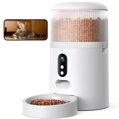 Faroro Dispenser Automatico Cibo Gatti WiFi, 3MP HD Telecamera con Visione Notturna, 4L Dispenser Cibo Gatti/Cani con Audio Bidirezionale, Controllo APP, Rilevamento Movimento e Doppia Alimentazione