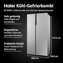 Haier Side-by-Side Kühl Gefrierkombination, freistehend I Kühlschrank Side by Side 177,5 x 90,8 x 65,9cm I Side by Side Kühlschrank, No Frost 528 L I Touch-Display, LED I SBS 90 SERIE 5 HSR5918DNMP - 2