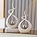 Estatua de Cerámica, Escultura Modernos, Escultura de Arte Abstracta, Objetos Decoraciones, Decoración Moderna de Salas de Estar Restaurantes Escritorio / Estante (Blanco Plata, Pequeño) - 5