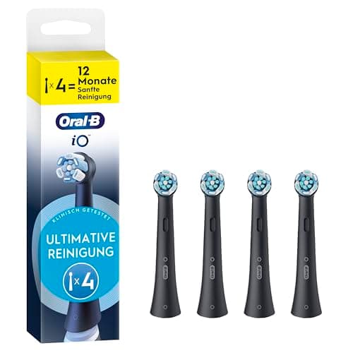 Oral-B iO Ultimative Reinigung, Original Aufsteckbürsten für elektrische Oral-B iO Zahnbürsten, 'Borsten-in-Borsten' Bündel, Schwarz, 4 Stück