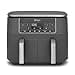 Ninja Dual Zone Digital Air Fryer, 2 Drawers, 6-in-1, Oil Free Hot Air Fryer, 7.6L, Hot Air Fryer, Max Crisp, Roasting, Baking, Reheating, Dishwasher Safe Baskets, Metallic Grey DZ300EU - 1