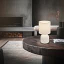 BRILONER - Tischlampe mit Stoffschirm, Kabelschalter, Keramikfuß, Lampe, Nachttischlampe, Tischleuchte, Dekolampe Flur, Bürolampe, Leselampe, Wohnzimmer, Schlafzimmer, 15x28 cm (DxH), Weiß - 5