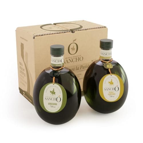 Aceite de oliva virgen extra dúo picual y arbequina pack 2 x 750 ml botella plástico | aove gourmet extraído en frío | aceite premium español cocina diaria | sancho la mancha, dop campo de montiel.