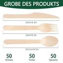 150 Pezzi Set Di Posate In Legno Usa E Getta, 50 Forchette, 50 Cucchiai, 50 Coltelli, Posate Usa E Getta In Legno, Compostabili, Posate Usa E Getta, Per Feste, Campeggio, Matrimoni, Compleanni - 2