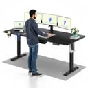 FLEXISPOT 200x80cm Escritorio Eléctrico Ajustable en Altura, Escritorio Elevable Eléctrico Standing Desk Escritorio para Computadora con Gancho, Función de Memoria, para Oficina y Dormitorio, Negro - 1