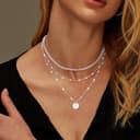 Meteorstarry Kette Silber 925 für Damen, Layering Halskette mit Kreis Anhänger Silberkette Personalisierte Silber Modeschmuck Hochzeitstag Geschenke für Frauen - 4