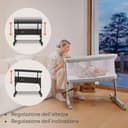 lionelo Aurora 3in1 Culla Co-sleeping e Lettino da viaggio per neonato bambini fino 9kg Regolabile in altezza e Inclinazione Parete aperta rete traspirata Materasso innovativo Zanzariera - 6