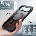 JETech Cover Magnetica per Google Pixel 10/10 Pro 2025, Compatibile con MagSafe ed Caricatore Pixelsnap, Traslucida Opaco Retro Antiurto Cellulare Custodia (Nero Ossidiana) - 5