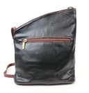 Lusso in pelle Genuine Soft Italian Leather Crossbody Messenger Handbag for Women (Black and Tan) - 3