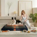 WAVVE Cama Perro Extra Grande Ortopédica 112x81x7.6 cm, Colchon Perro Impermeable Lavable Desenfundable, Colchoneta Perro con Espuma De Caja De Huevos, Irrompible Dog Bed XXL, Gris - 3