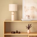 LEDKIA LIGHTING - Lámpara de Mesa Cerámica Rahma | Diseño Boho Chic | Base Cerámica y Pantalla Tela | Soporte Bombilla E27, Beige - 5